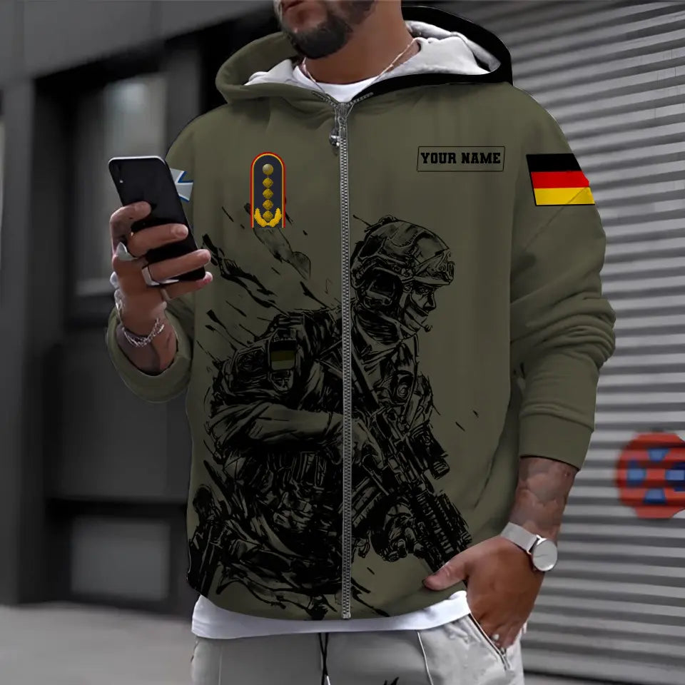 Personalized Germany Soldier/ Veteran Camo With Name And Rank Hoodie 3D Printed - 0611230010