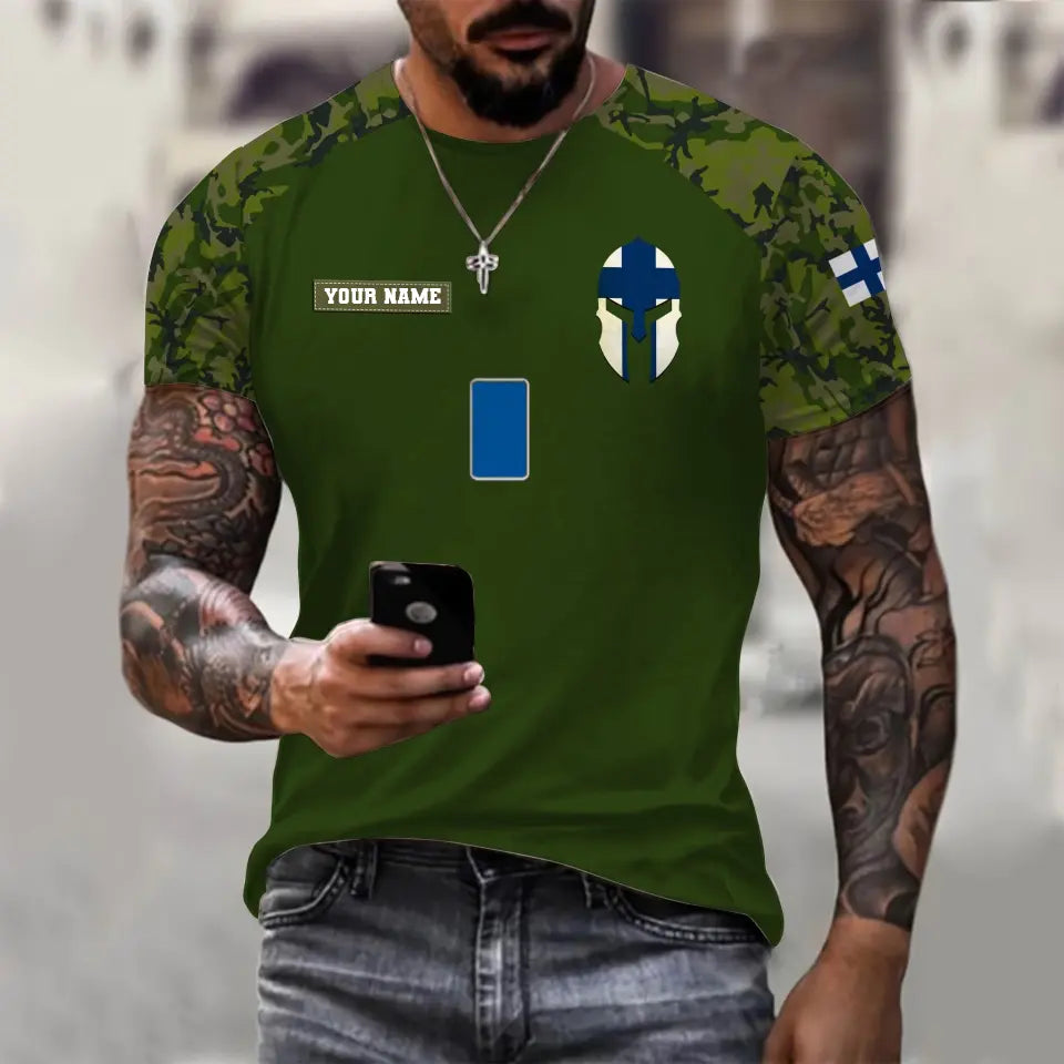Personalized Finland Soldier/ Veteran Camo With Name And Rank T-shirt 3D Printed - 1010230001