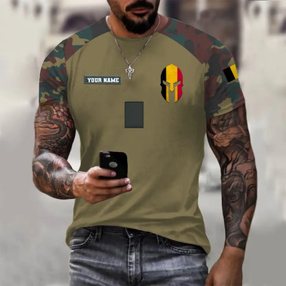 Personalized Belgium Soldier/ Veteran Camo With Name And Rank T-shirt 3D Printed - 1010230001