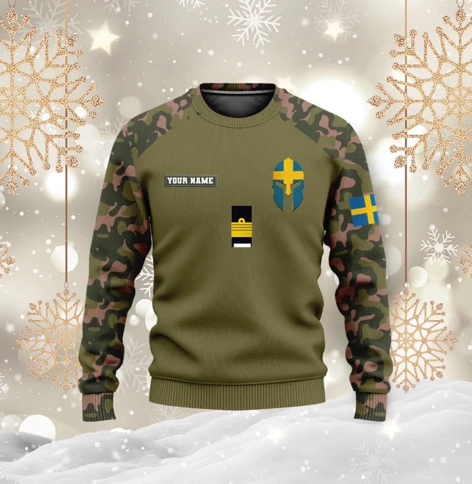 Personalized Sweden Soldier/ Veteran Camo With Name And Rank Hoodie 3D Printed - 1010230001