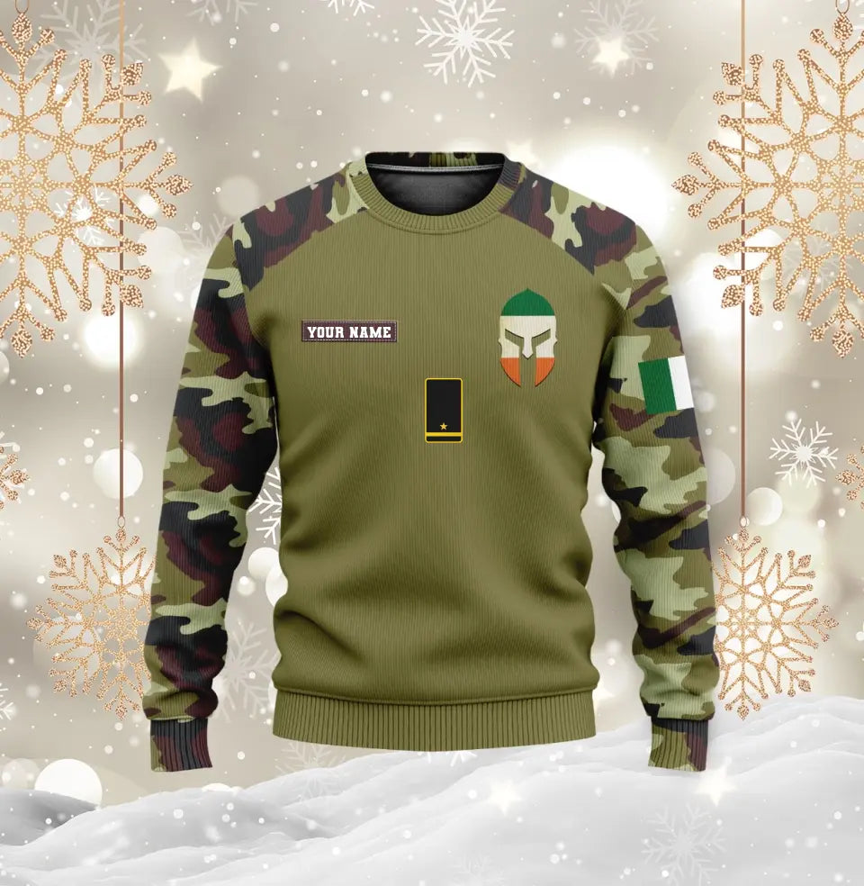 Personalized Ireland Soldier/ Veteran Camo With Name And Rank Hoodie 3D Printed - 1010230001