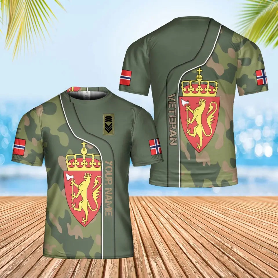 Personalized Norway Soldier/ Veteran Camo With Name And Rank T-shirt 3D Printed - 0602240001