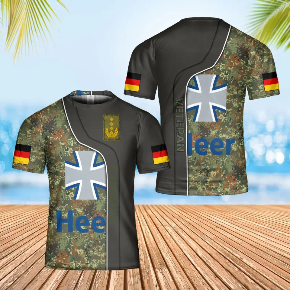 Personalized Germany Soldier/ Veteran Camo With Name And Rank T-Shirt 3D Printed - 17068320