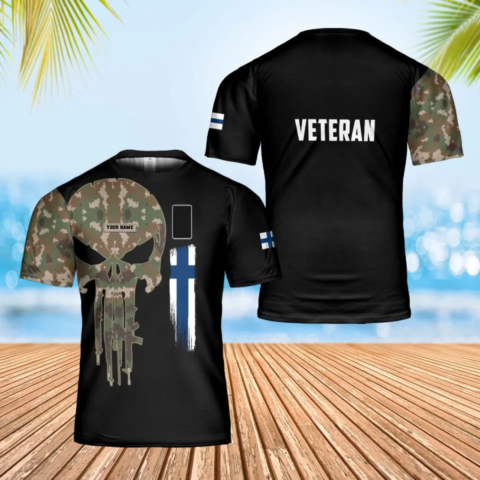 Personalized Finland Soldier/ Veteran Camo With Name And Rank T-Shirt 3D Printed - 0502240002