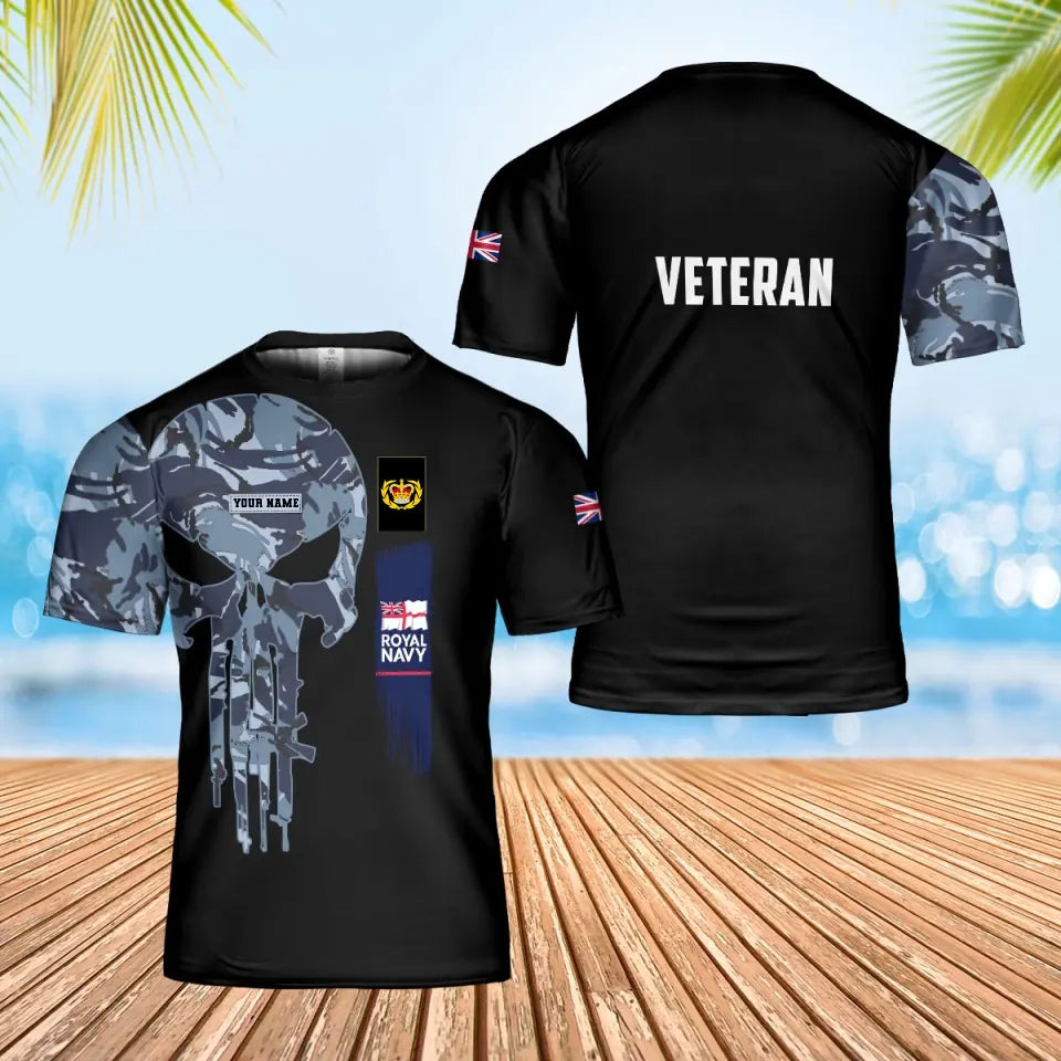 Personalized UK Soldier/ Veteran Camo With Name And Rank T-Shirt 3D Printed - 0402240002