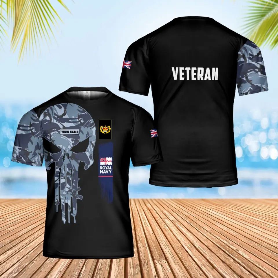 Personalized UK Soldier/ Veteran Camo With Name And Rank T-Shirt 3D Printed - 1707004801