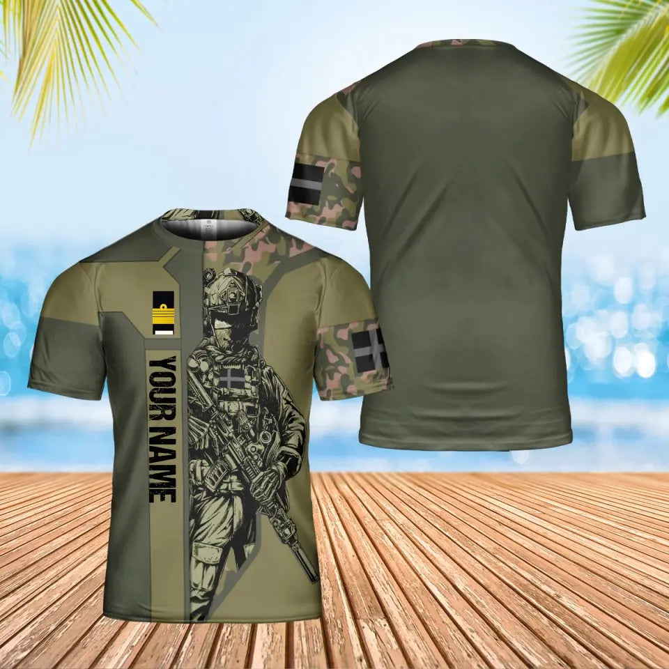 Personalized Sweden Soldier/ Veteran Camo With Name And Rank T-shirt 3D Printed - 0602240002