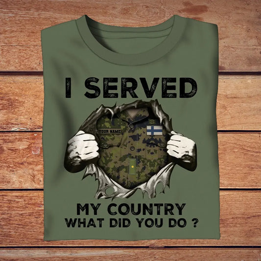 Personalized Finland Soldier/ Veteran Camo With Name And Rank T-Shirt 3D Printed - 2509230001