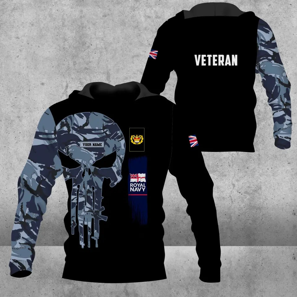 Personalisierter Kapuzenpullover mit Camouflage-Muster für britische Soldaten/Veteranen mit Namen und Rang, 3D-Druck – 1109230001