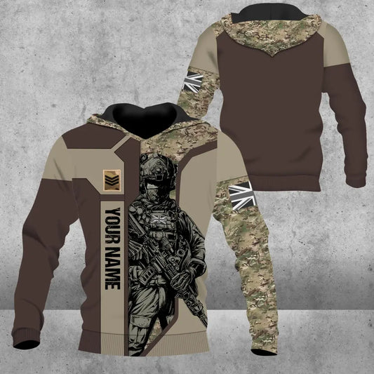 Personalized UK Soldier/ Veteran Camo With Name And Rank Hoodie 3D Printed - 16950816