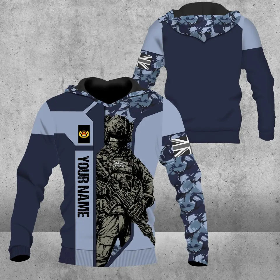 Personalized UK Soldier/ Veteran Camo With Name And Rank Hoodie 3D Printed - 16950816