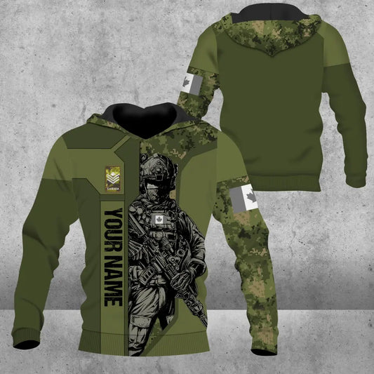 Personalized Canada Soldier/ Veteran Camo With Name And Rank Hoodie 3D Printed - 1909230001