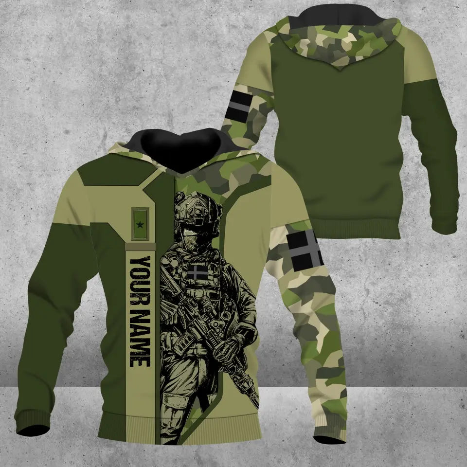 Personalized Sweden Soldier/ Veteran Camo With Name And Rank Hoodie 3D Printed - 1909230001