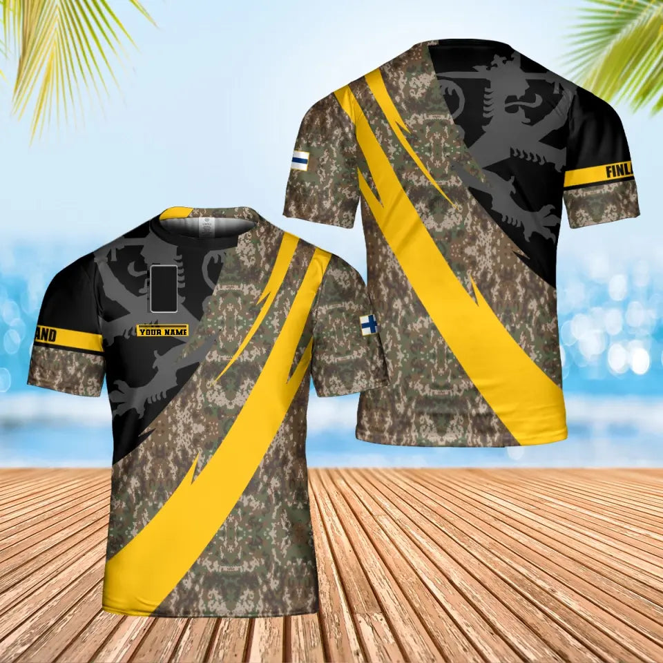 Personalized Finland Solider/ Veteran Camo With Name And Rank T-Shirt 3D Printed - 1705230002-D04