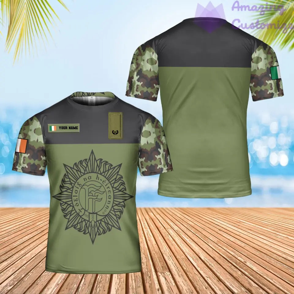 Personalized Ireland Solider/ Veteran Camo With Name And Rank T-Shirt 3D Printed - 0906230001