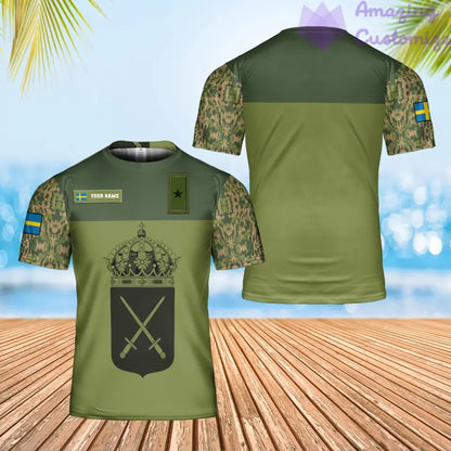 Personalized Sweden Solider/ Veteran Camo With Name And Rank T-Shirt 3D Printed - 0906230001