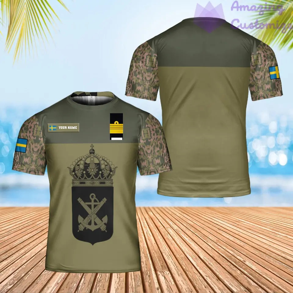 Personalized Sweden Solider/ Veteran Camo With Name And Rank T-Shirt 3D Printed - 0906230001