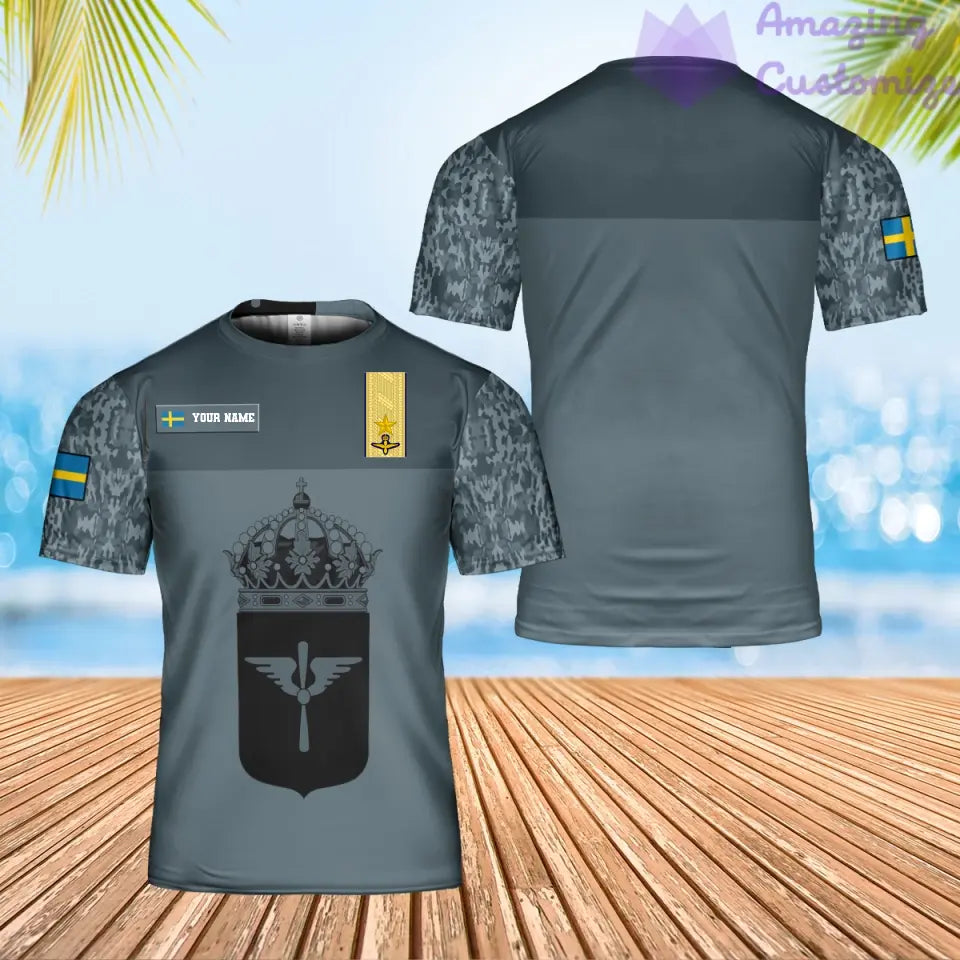 Personalized Sweden Solider/ Veteran Camo With Name And Rank T-Shirt 3D Printed - 0906230001