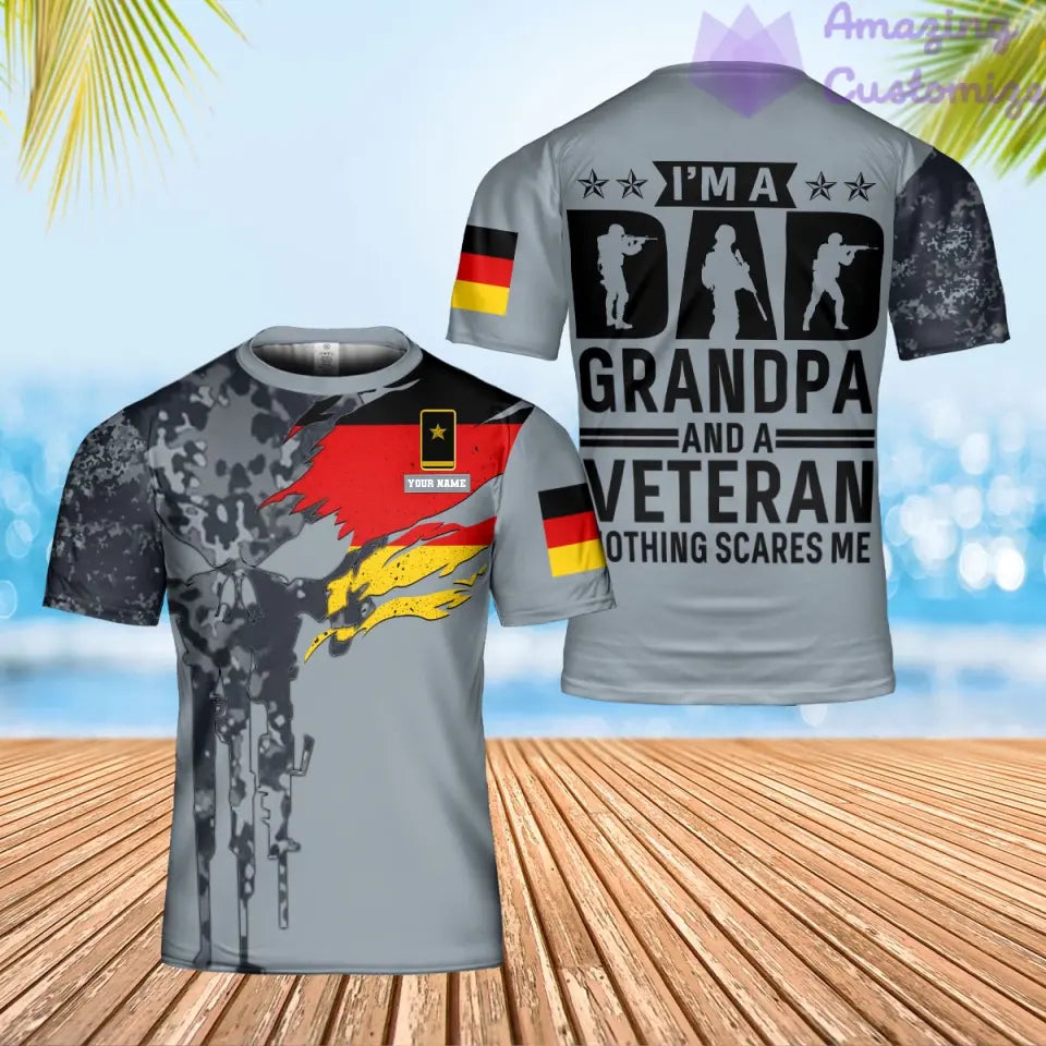 Personalized Germany Soldier/ Veteran Camo With Name And Rank T-Shirt 3D Printed - 17069184