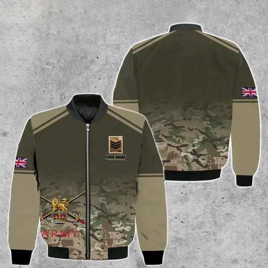 Personalized UK Soldier/ Veteran Camo With Name And Rank Bomber Jacket 3D Printed - 2010230003