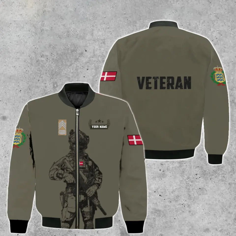 Sweat à capuche personnalisé avec camouflage soldat/vétéran du Danemark avec nom et grade - 16968096