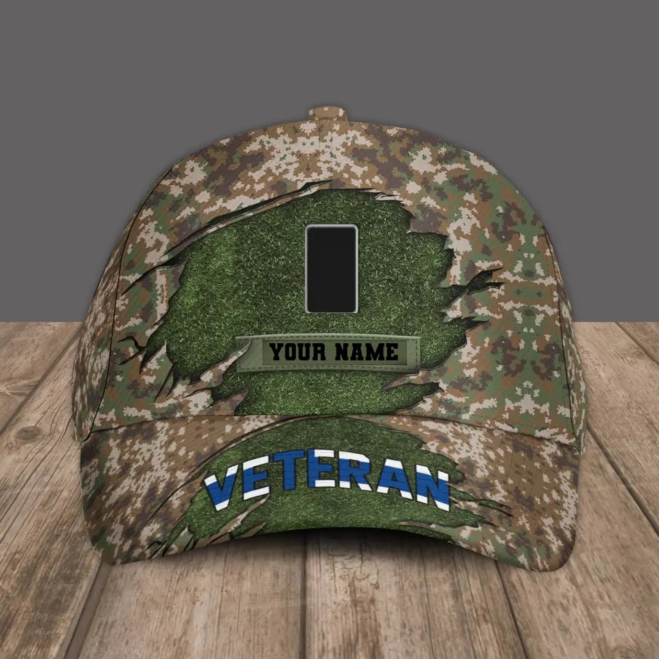 Personalized Rank And Name Finland Soldier/Veterans Camo Baseball Cap - 1305230001 - D04