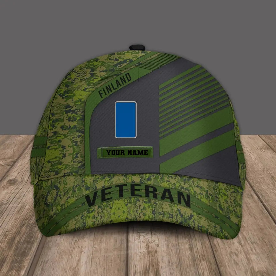 Personalized Rank And Name Finland Soldier/Veterans Camo Baseball Cap - 1305230002 - D04