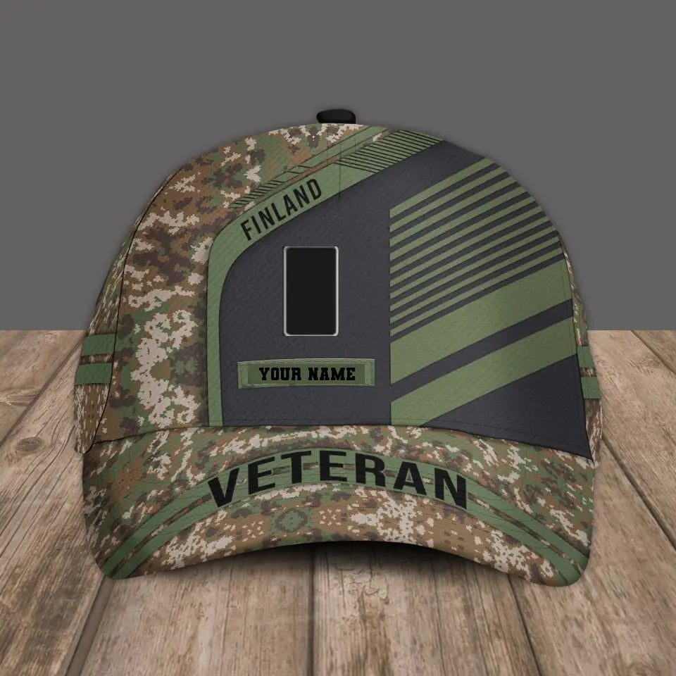 Personalized Rank And Name Finland Soldier/Veterans Camo Baseball Cap - 1305230002 - D04