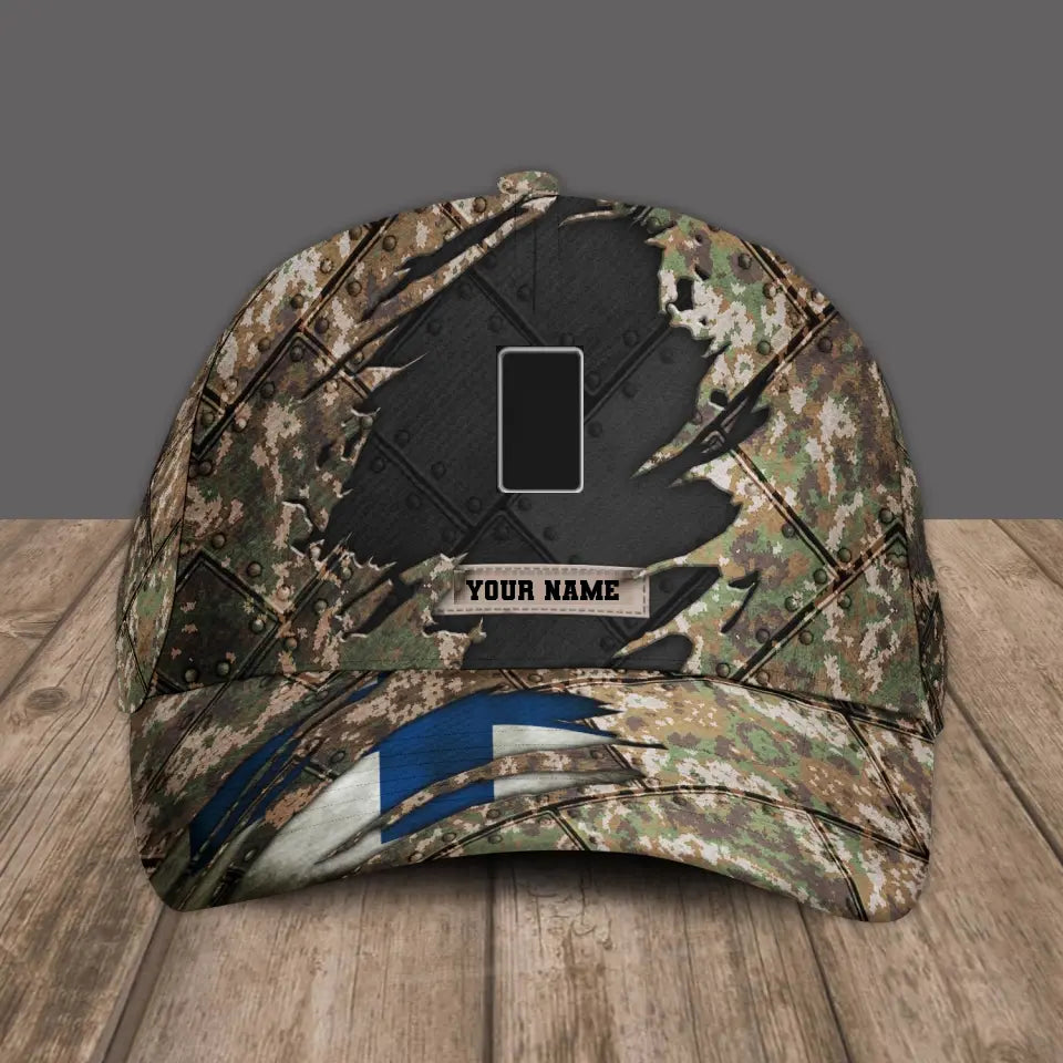 Personalized Rank And Name Finland Soldier/Veterans Camo Baseball Cap - 1705230001 - D04