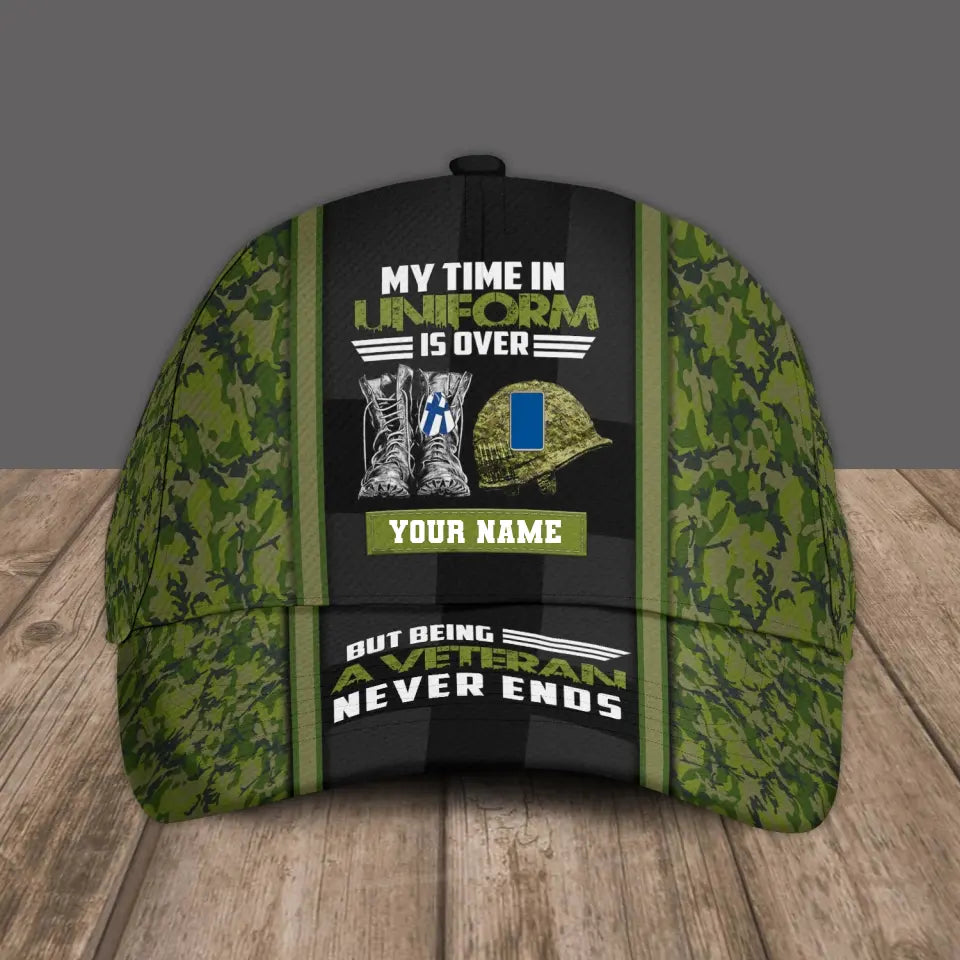 Personalized Rank And Name Finland Soldier/Veterans Camo Baseball Cap - 1686009602