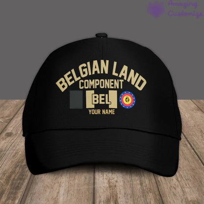 Personalized Rank And Name Belgium Soldier/Veterans Camo Baseball Cap Gold Version - 16892928
