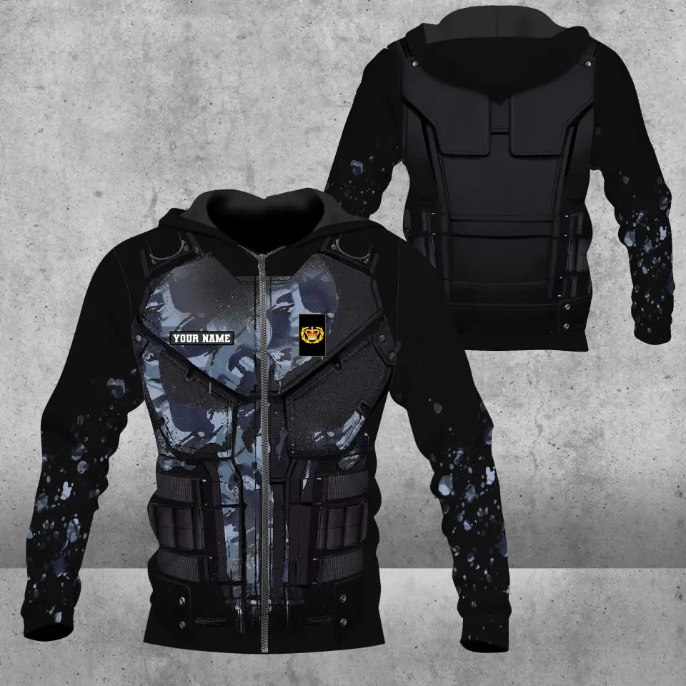 Personalisierter Kapuzenpullover mit Camouflage-Muster für britische Soldaten/Veteranen mit Namen und Rang, 3D-Druck -0112230001