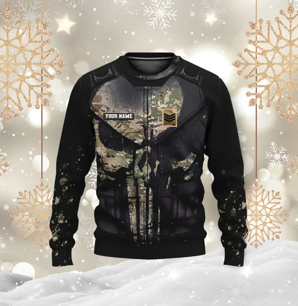 Personalisierter Kapuzenpullover mit Camouflage-Muster für britische Soldaten/Veteranen mit Namen und Rang, 3D-Druck -0112230001