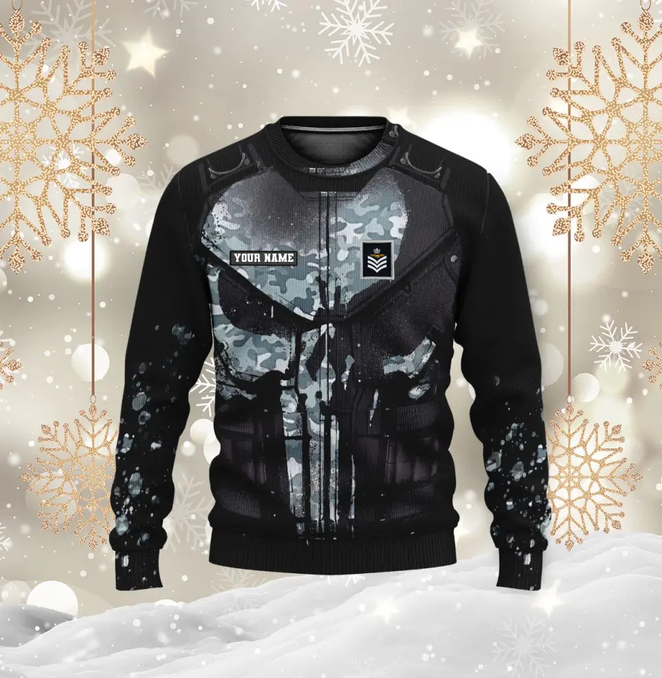 Personalisierter Kapuzenpullover mit Camouflage-Muster für britische Soldaten/Veteranen mit Namen und Rang, 3D-Druck -0112230001