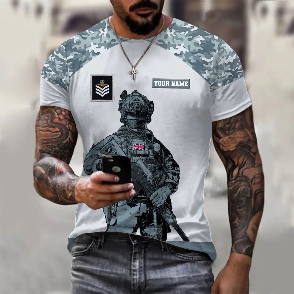 Personalisierter Kapuzenpullover mit Camouflage-Muster für britische Soldaten/Veteranen mit Namen und Rang, 3D-Druck -0512230001