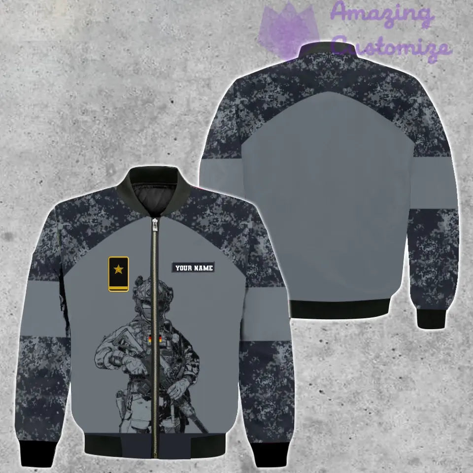 Personalisierte Bomberjacke mit Camouflage-Muster für deutsche Soldaten/Veteranen mit Namen und Rang, 3D-Druck – 0511230001