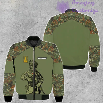 Personalisierte Bomberjacke mit Camouflage-Muster für deutsche Soldaten/Veteranen mit Namen und Rang, 3D-Druck – 0511230001