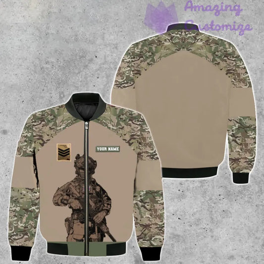 Personalized UK Soldier/ Veteran Camo With Name And Rank Bomber Jacket 3D Printed - 0511230001