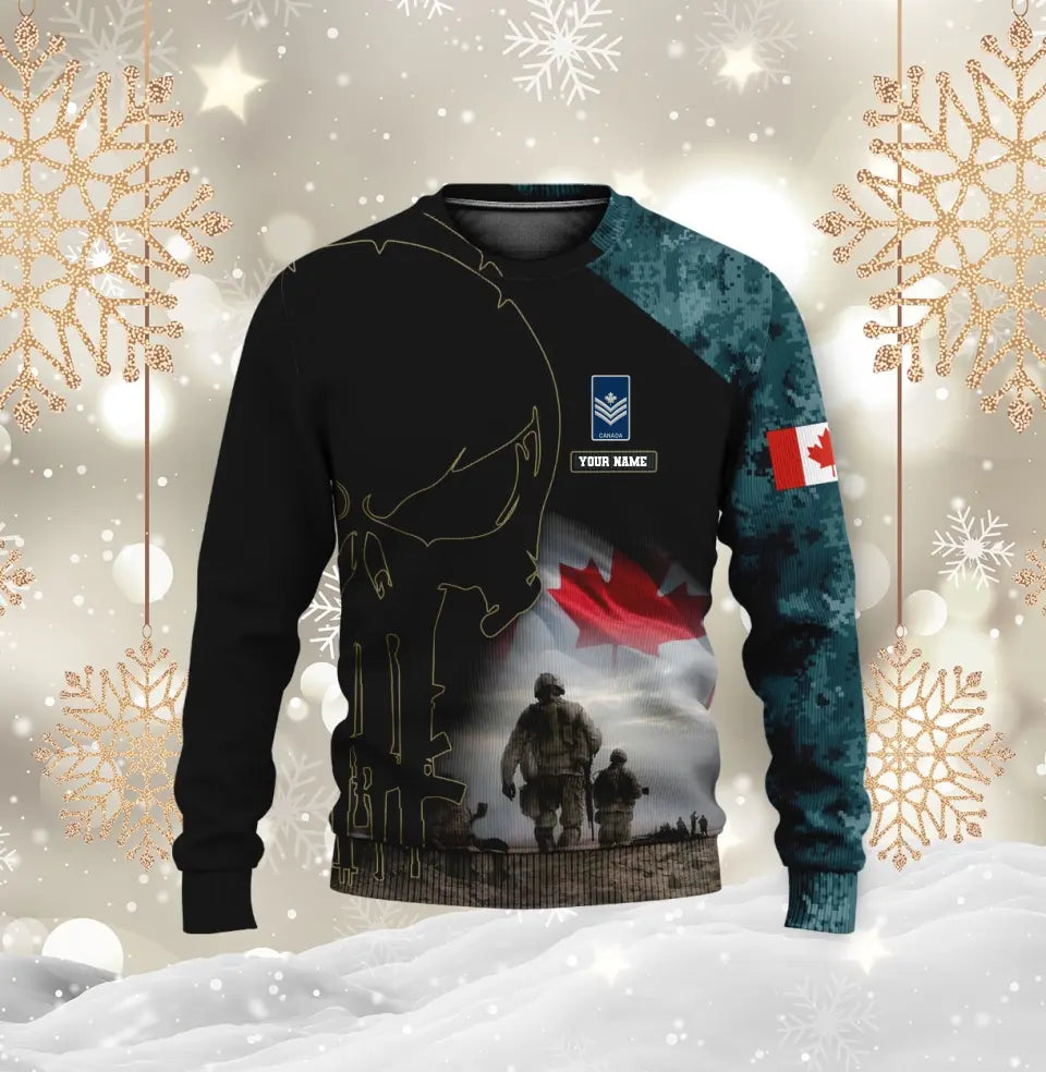 Sweat à capuche personnalisé avec camouflage soldat/vétéran du Canada avec nom et grade imprimé en 3D - 0512230001