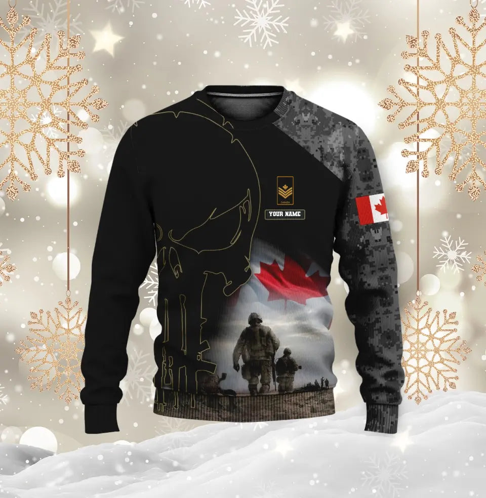 Sweat à capuche personnalisé avec camouflage soldat/vétéran du Canada avec nom et grade imprimé en 3D - 0512230001
