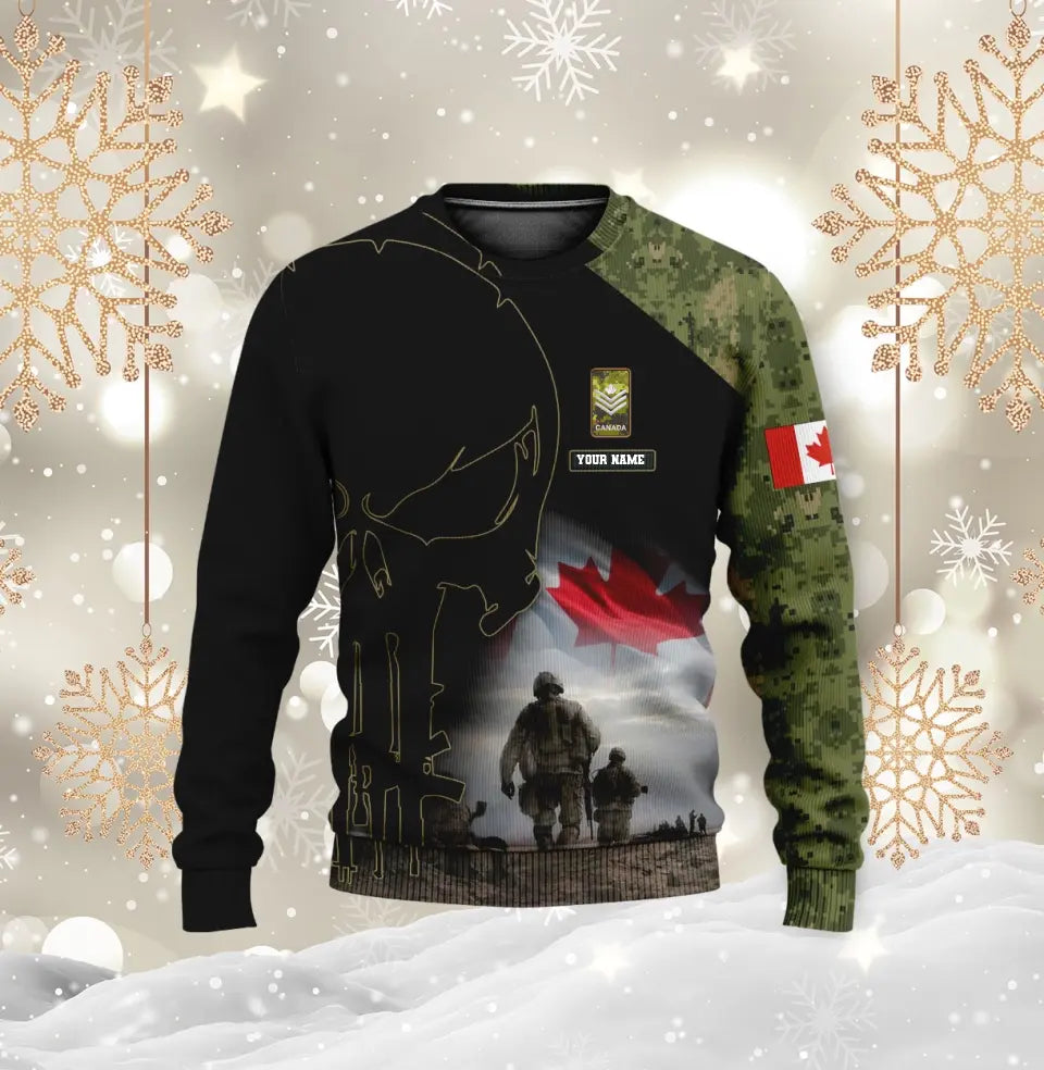 Sweat à capuche personnalisé avec camouflage soldat/vétéran du Canada avec nom et grade imprimé en 3D - 0512230001