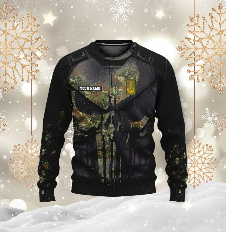 Sweat à capuche personnalisé avec camouflage soldat/vétéran allemand avec nom et grade imprimé en 3D -0712230001