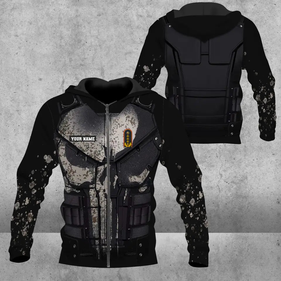 Sweat à capuche personnalisé avec camouflage soldat/vétéran allemand avec nom et grade imprimé en 3D -0712230001