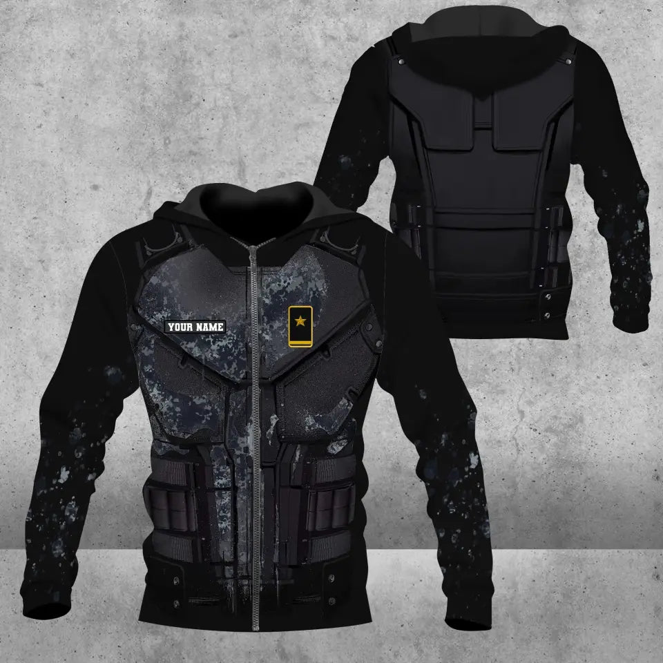 Sweat à capuche personnalisé avec camouflage soldat/vétéran allemand avec nom et grade imprimé en 3D -0712230001