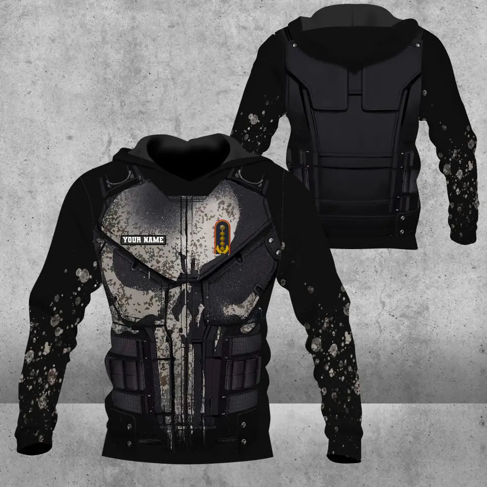 Sweat à capuche personnalisé avec camouflage soldat/vétéran allemand avec nom et grade imprimé en 3D -0712230001