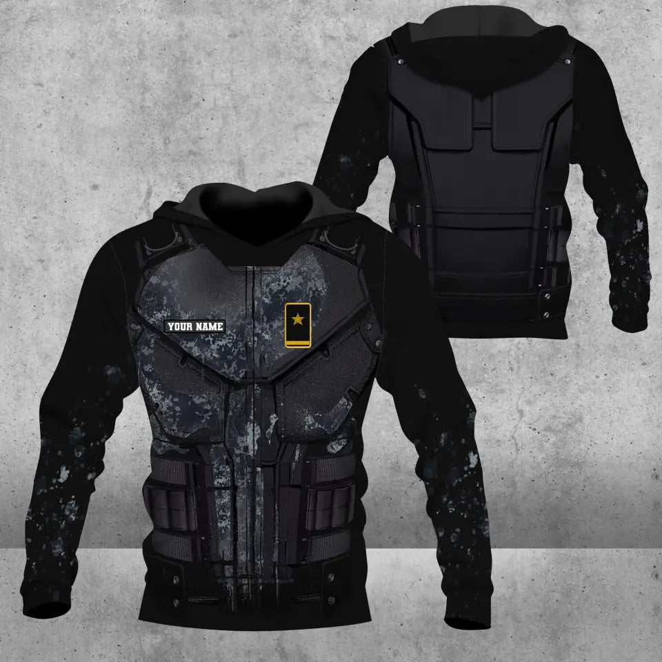 Sweat à capuche personnalisé avec camouflage soldat/vétéran allemand avec nom et grade imprimé en 3D -0712230001