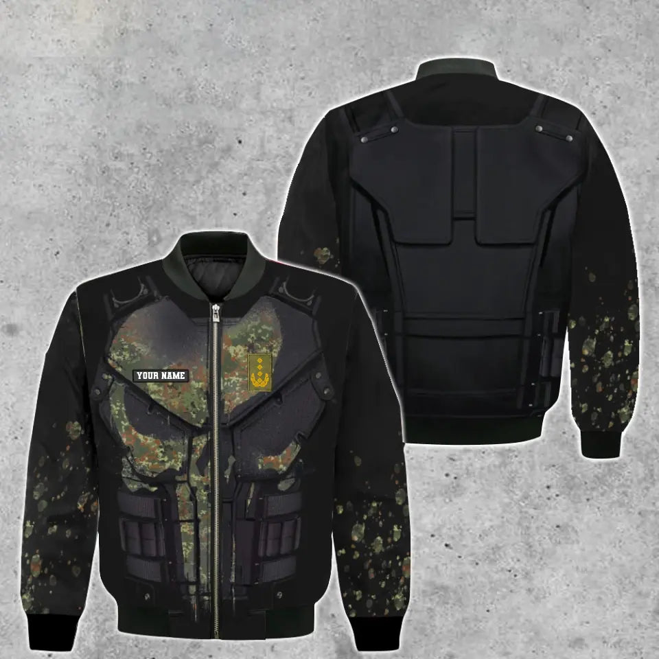 Sweat à capuche personnalisé avec camouflage soldat/vétéran allemand avec nom et grade imprimé en 3D -0712230001