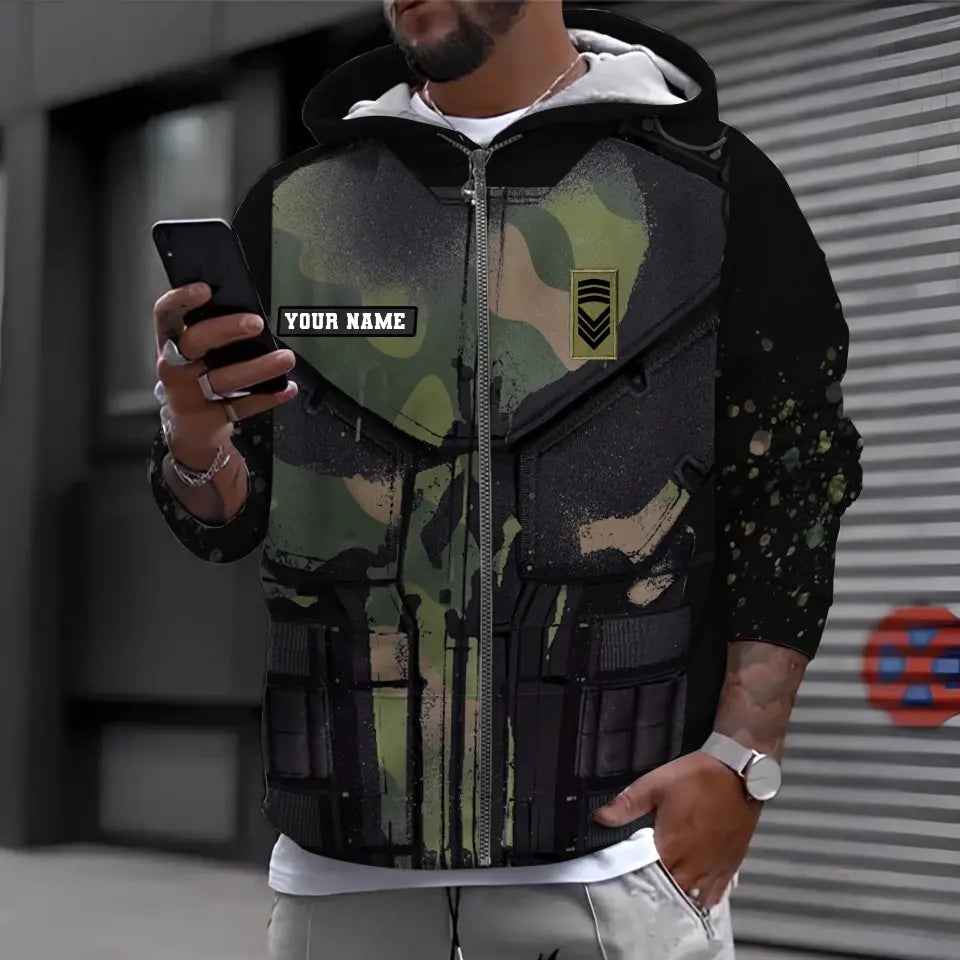 Personalized Norway Soldier/ Veteran Camo With Name And Rank Hoodie - 0812230001