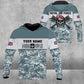 Personalisierter Kapuzenpullover mit Camouflage-Muster für britische Soldaten/Veteranen mit Namen und Rang, 3D-Druck -111223001