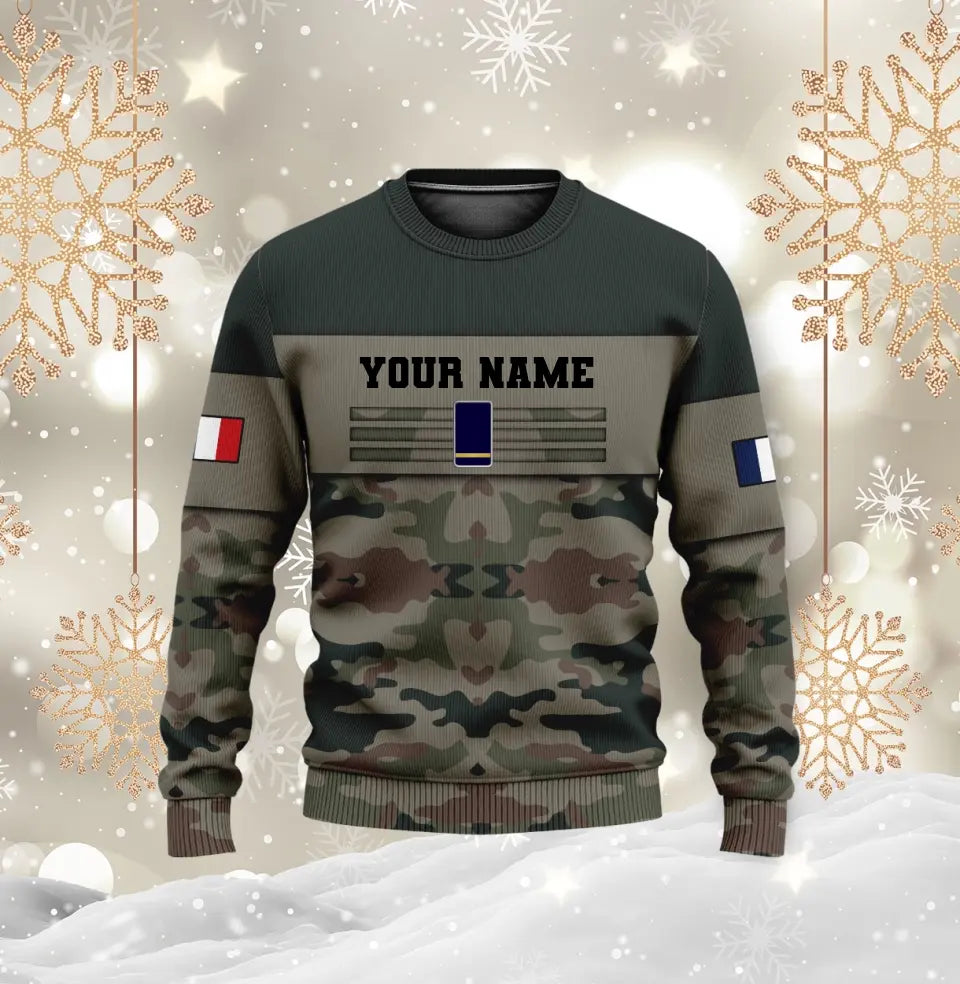 Personalized France Soldier/ Veteran Camo With Name And Rank Hoodie 3D Printed -111223001